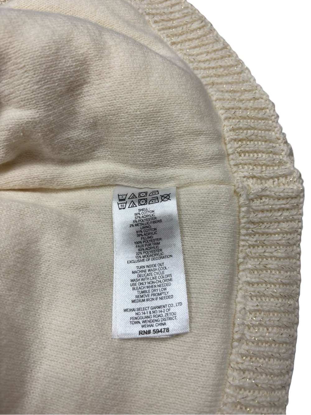 Max Studio Baby Ivory Faux Fur Hooded Sweater Coat 3-6M - Picture 6 of 9